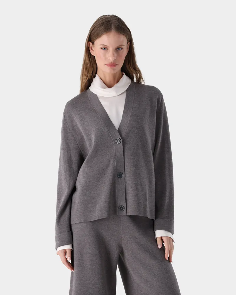 van Laack Cardigan im Milano-Strick aus ultrafeiner Merinowolle Beige