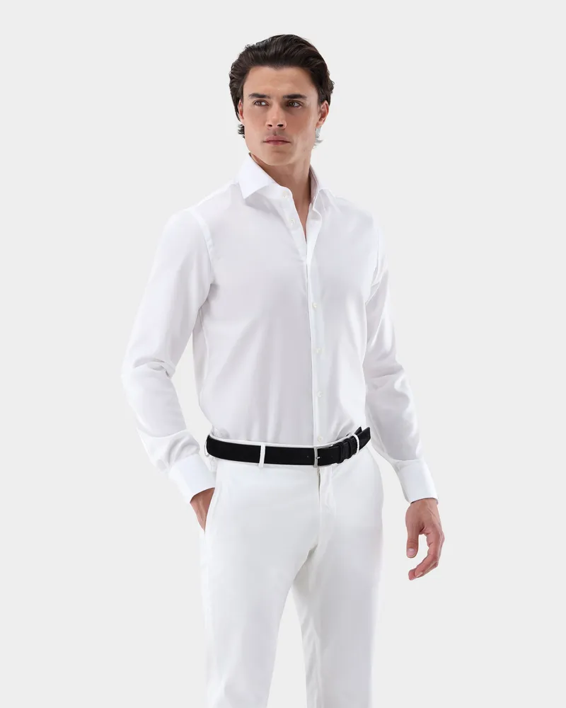 van Laack Bügelfreies Natté Hemd Slim Fit Weiß