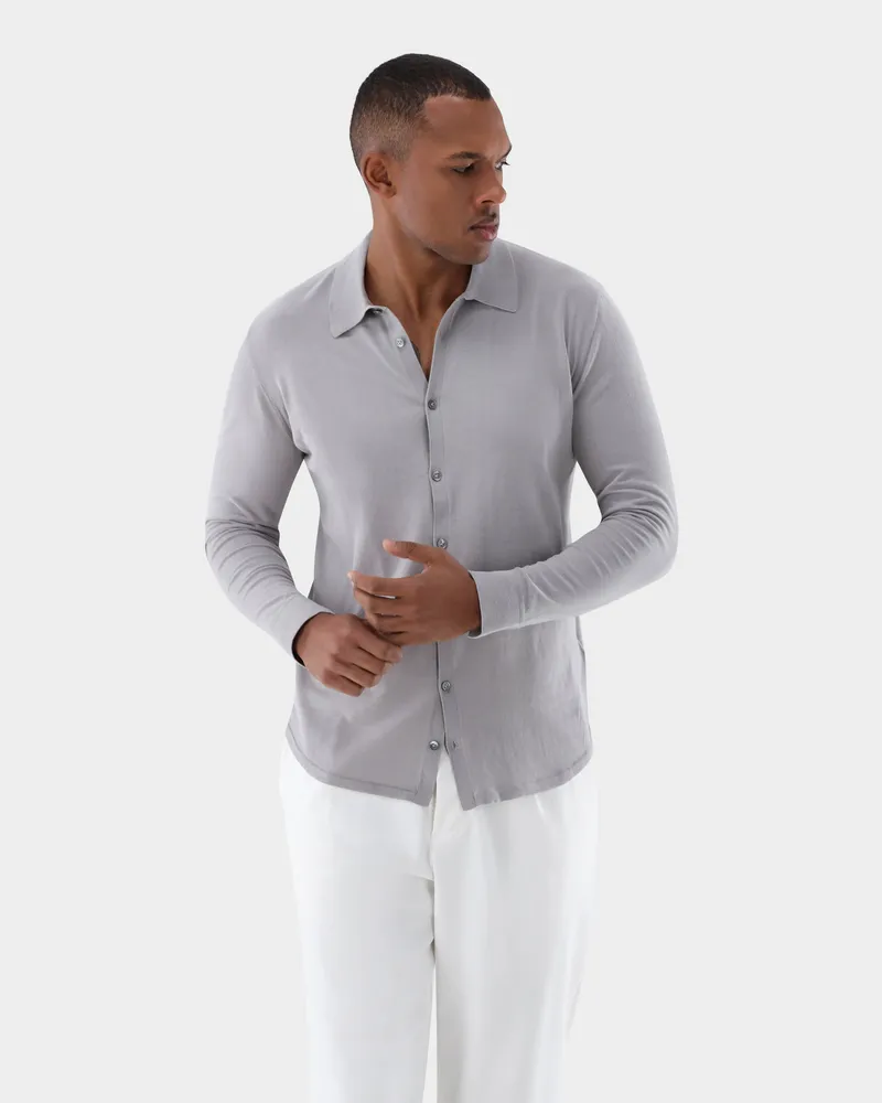 van Laack Strickhemd aus Air Cotton Grau