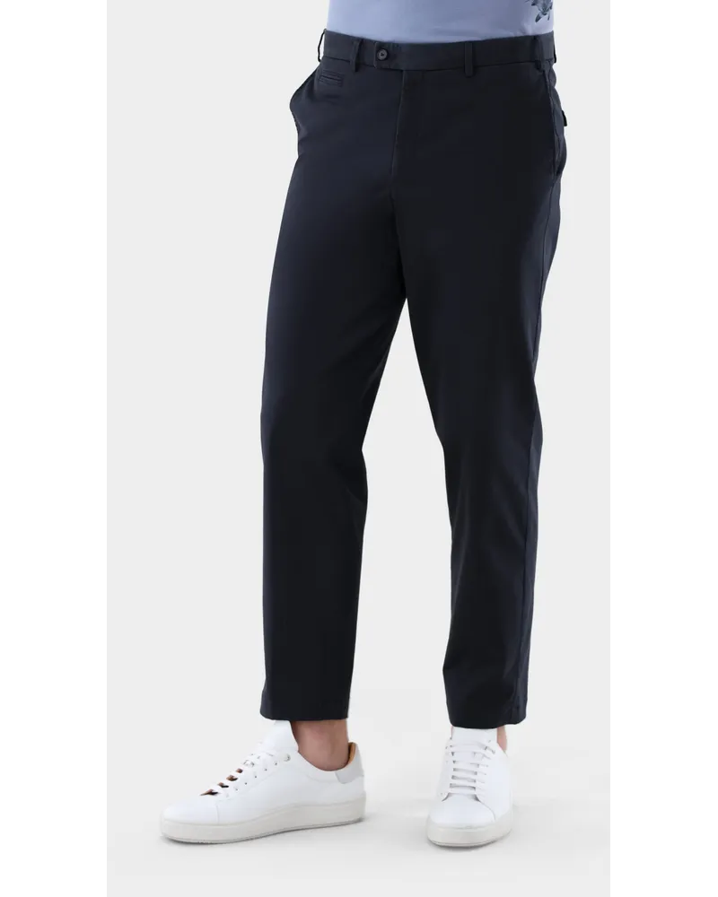 van Laack Chino mit geradem Bein und Stretch Blau