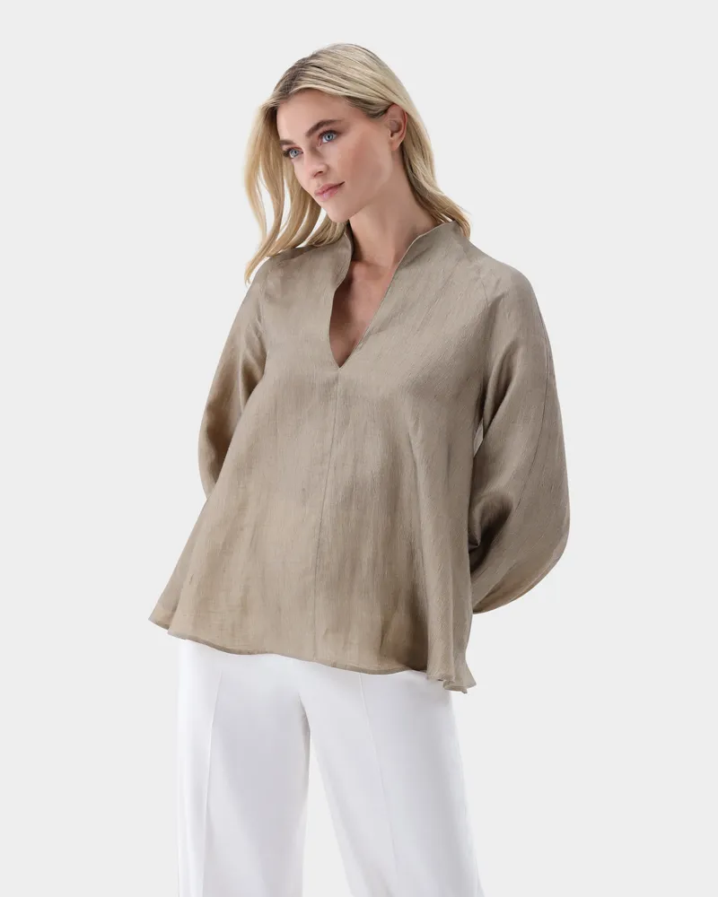 van Laack Kelchkragenbluse mit A-Linie Gelb