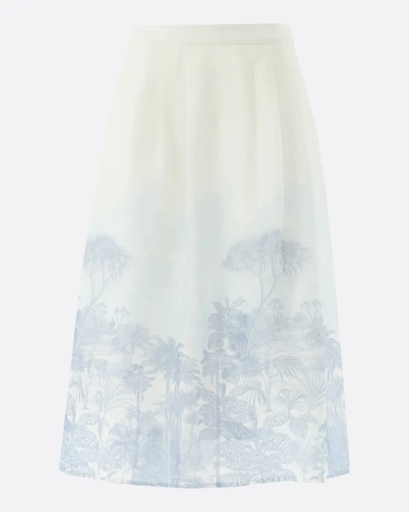 van Laack Rock mit Tropical-Druck Weiß