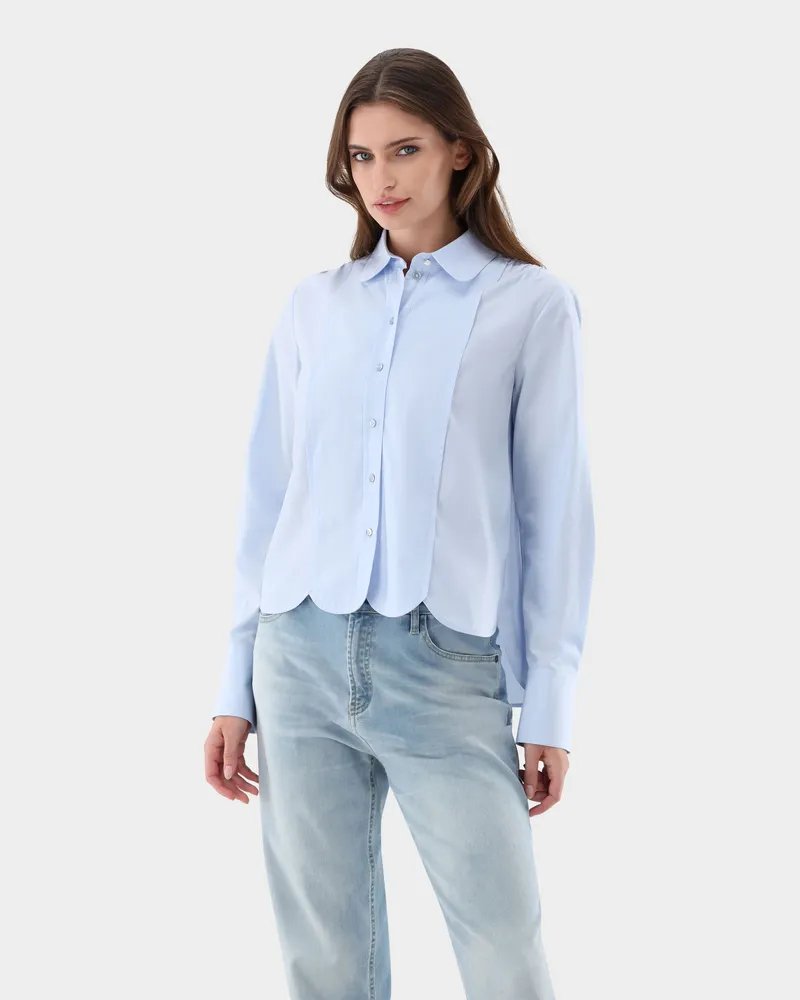 van Laack Lockere Cropped Bluse Blau