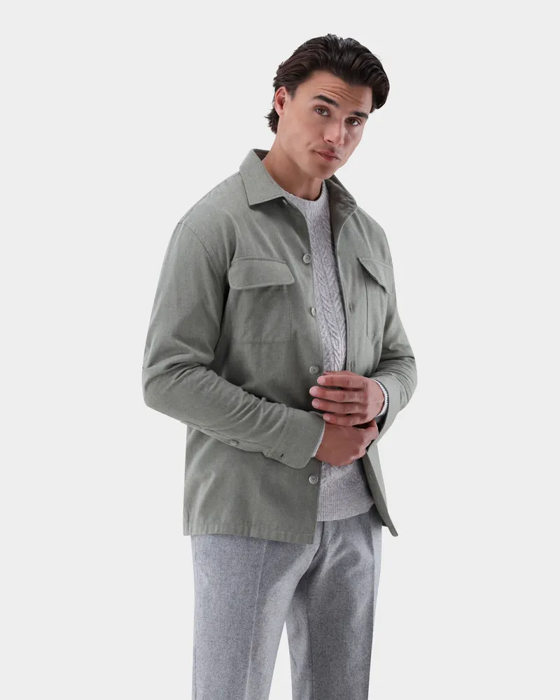 van Laack Hemdjacke unifarben mit Brusttaschen Grün
