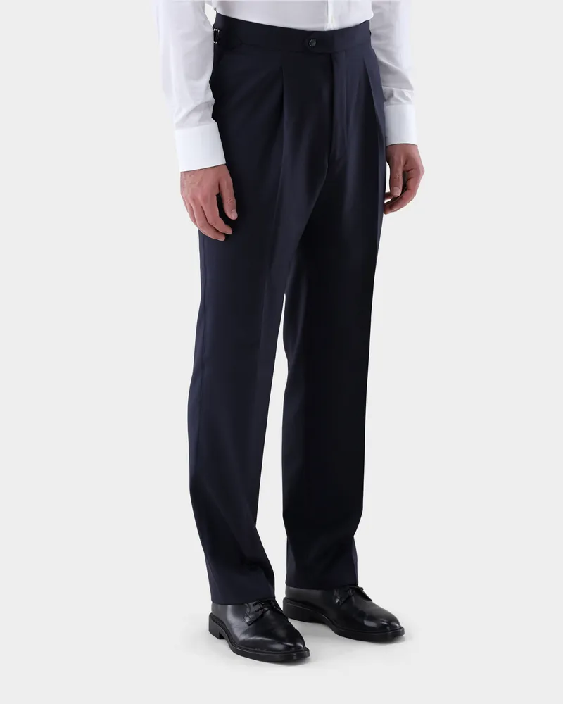 van Laack Hose aus Wolle mit hohem Bund und Wide Leg Blau