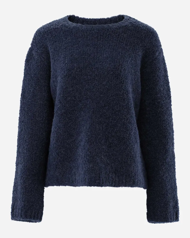 van Laack Rundhalspullover aus Teddy-Strick Blau