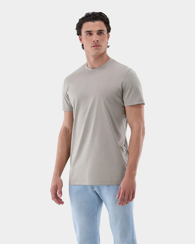 van Laack T-Shirt aus Schweizer Baumwolle mit Rundhals Slim Fit Grün