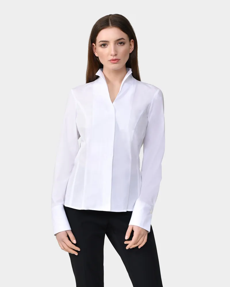 van Laack Kelchkragenbluse Weiß