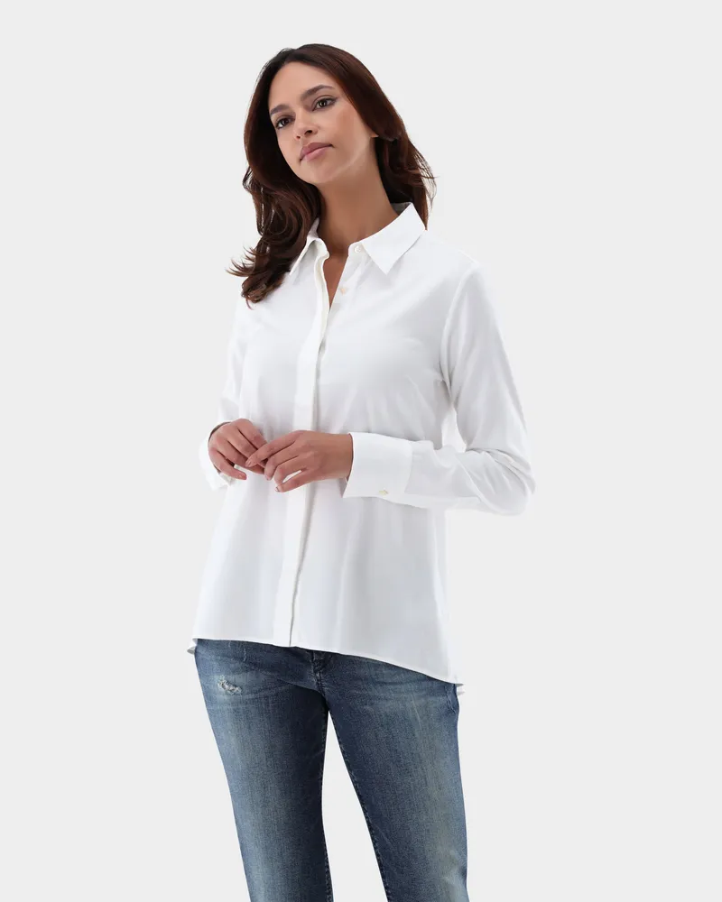 van Laack Hemdbluse aus Flanell tailliert Cremefarben