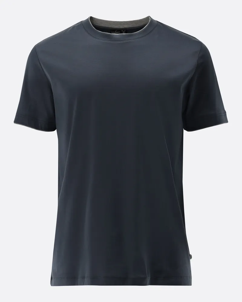 van Laack T-Shirt Regular Fit mit Paspel Blau