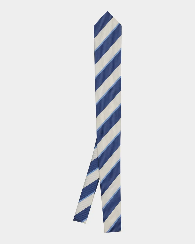 van Laack Gestreifte Seidenjacquard-Krawatte Blau
