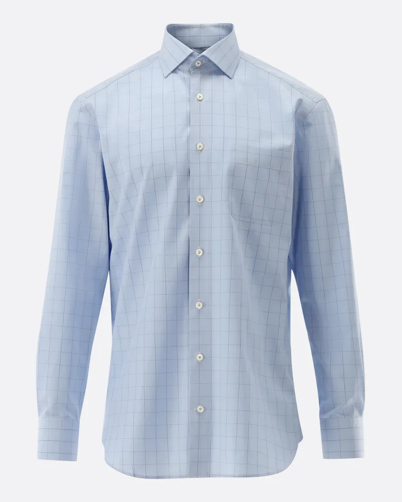van Laack Kariertes Businesshemd Comfort Fit Blau