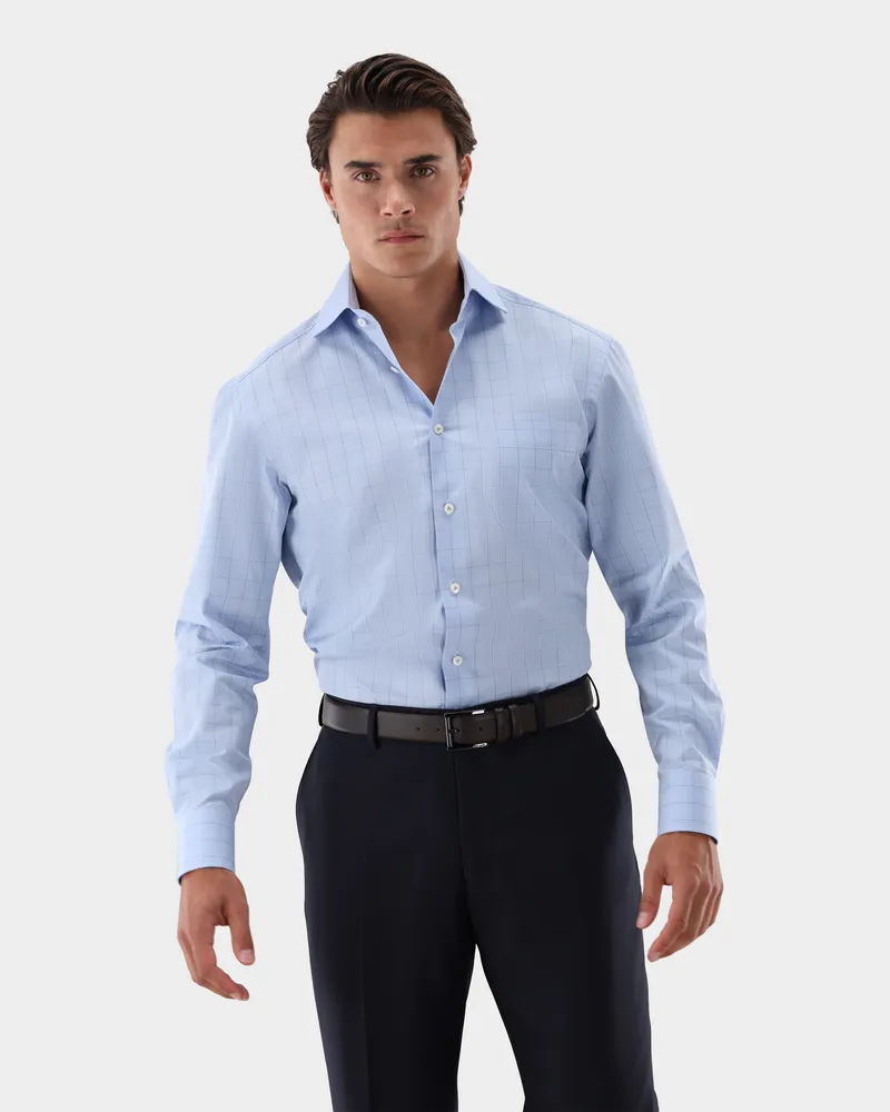 van Laack Businesshemd Kariert Comfort Fit Blau
