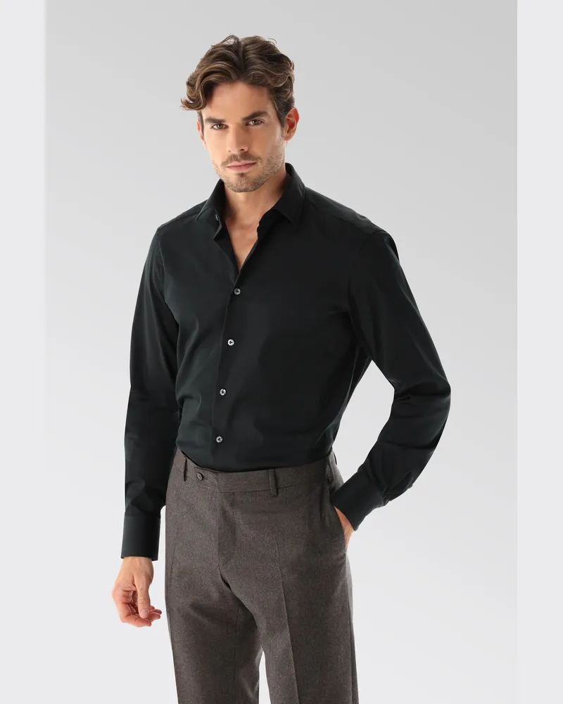 van Laack Popeline Hemd Tailor Fit Schwarz