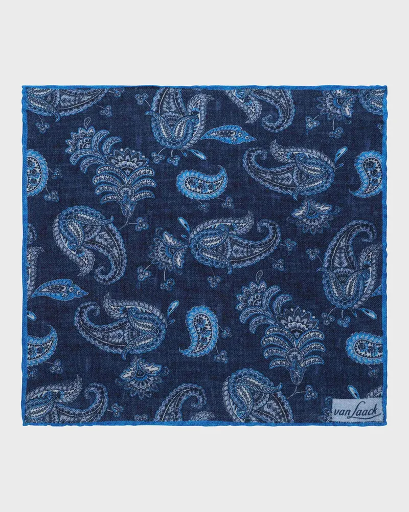 van Laack Flanell Einstecktuch mit Paisley Druck Blau