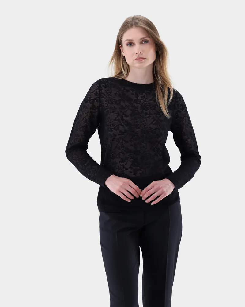 van Laack Gestricktes Spitzen-Top aus ultrafeiner Merinowolle Blau