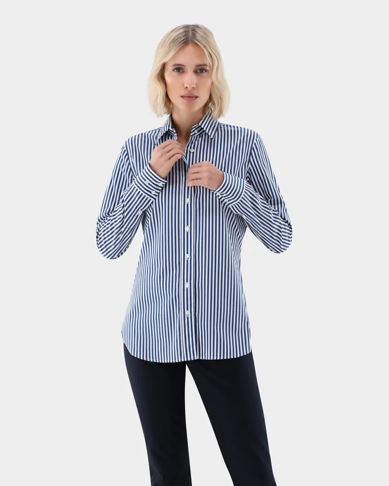 van Laack Hemdbluse aus Popeline Blau