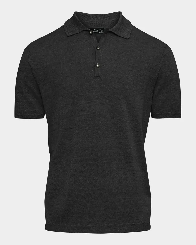 van Laack Poloshirt gestrickt aus Leinen Grau