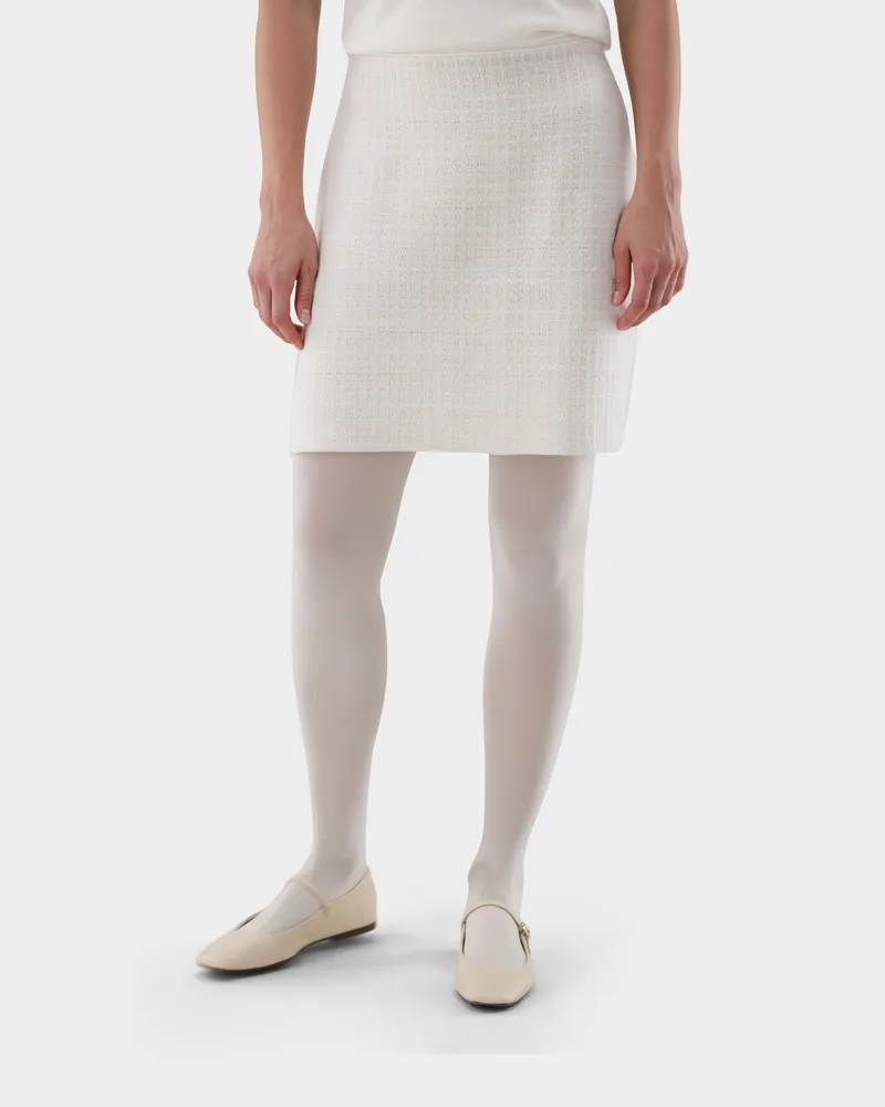 van Laack Minirock aus Tweed-Strick Cremefarben