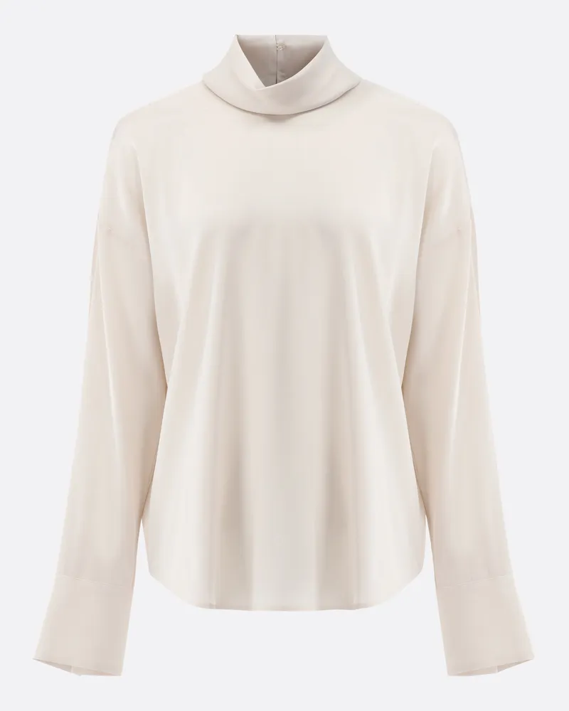 van Laack Seidenbluse mit Rollkragen Cremefarben