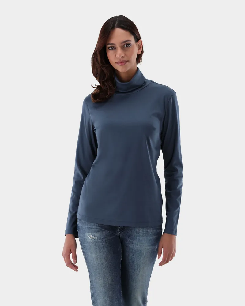 van Laack Tailliertes Jersey Rollkragenshirt Aqua