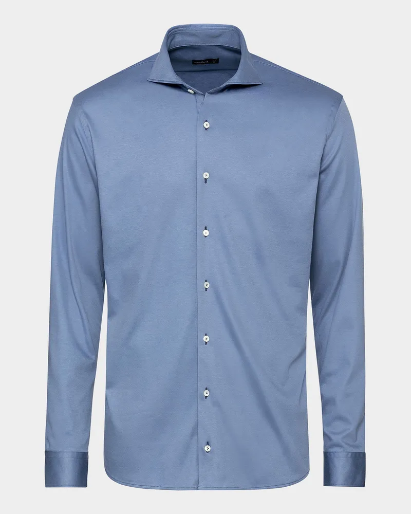van Laack Jerseyhemd aus Schweizer Baumwolle Tailor Fit Blau