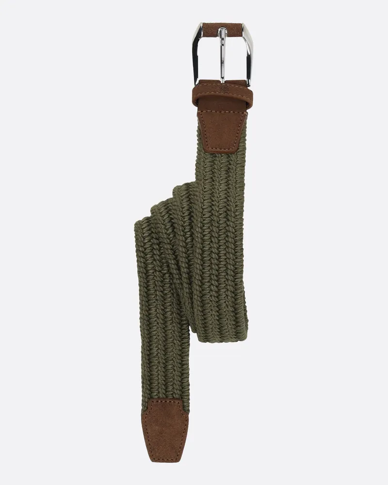 van Laack Gürtel geflochten mit Lederspitzen Grün