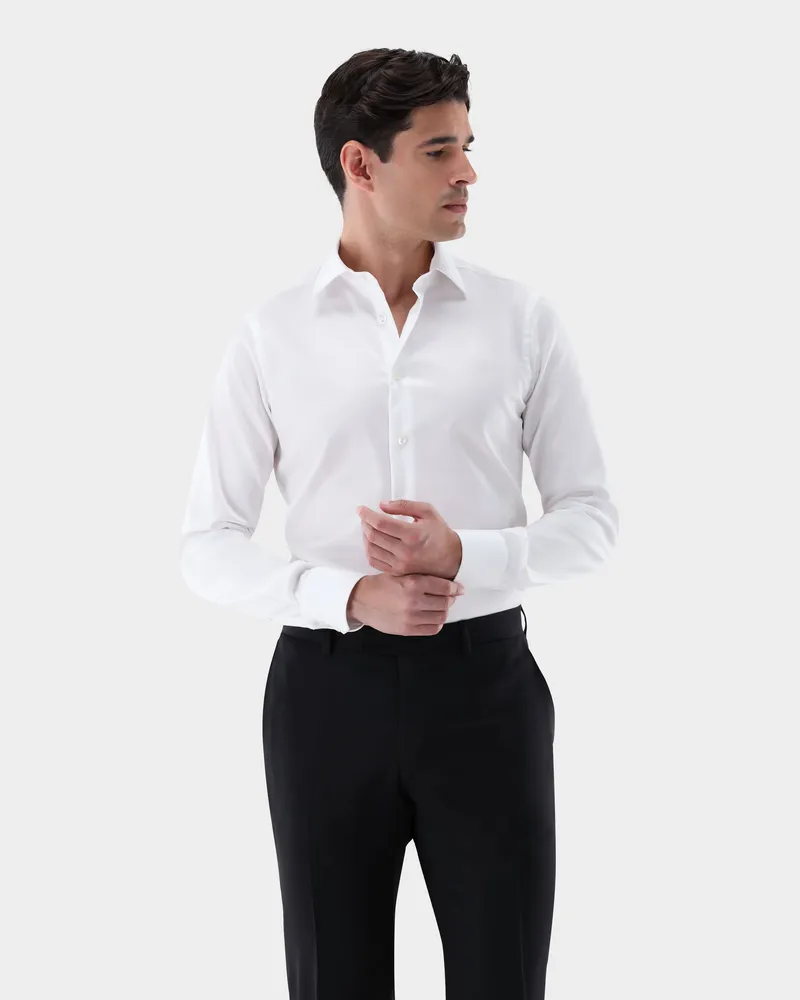 van Laack Bügelfreies Twill Hemd Slim Fit Weiß