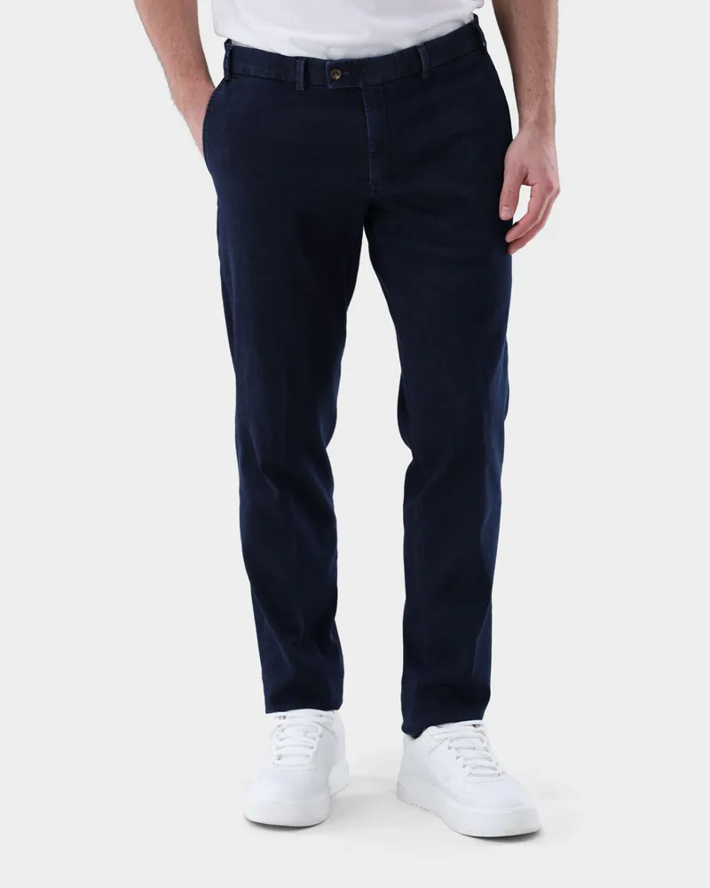 van Laack Chinohose mit Denim Optik Slim Fit Blau