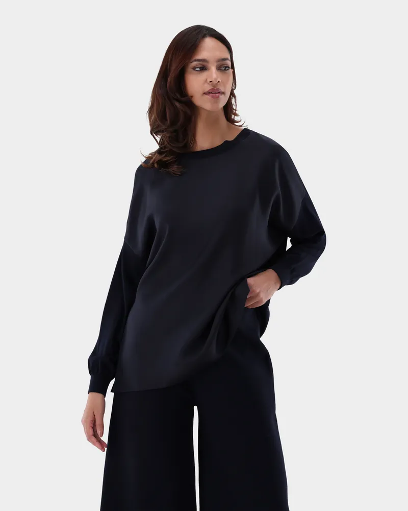 van Laack Wendepullover oversized mit Seide Blau