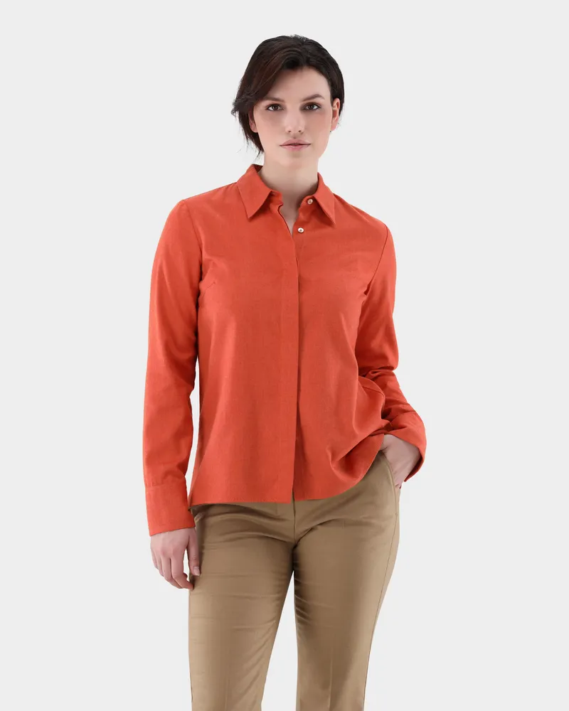 van Laack Hemdbluse aus Flanell tailliert Orange