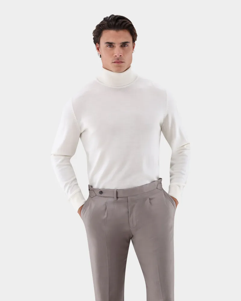 van Laack Rollkragenpullover aus Merzerisierter Merinowolle Cremefarben