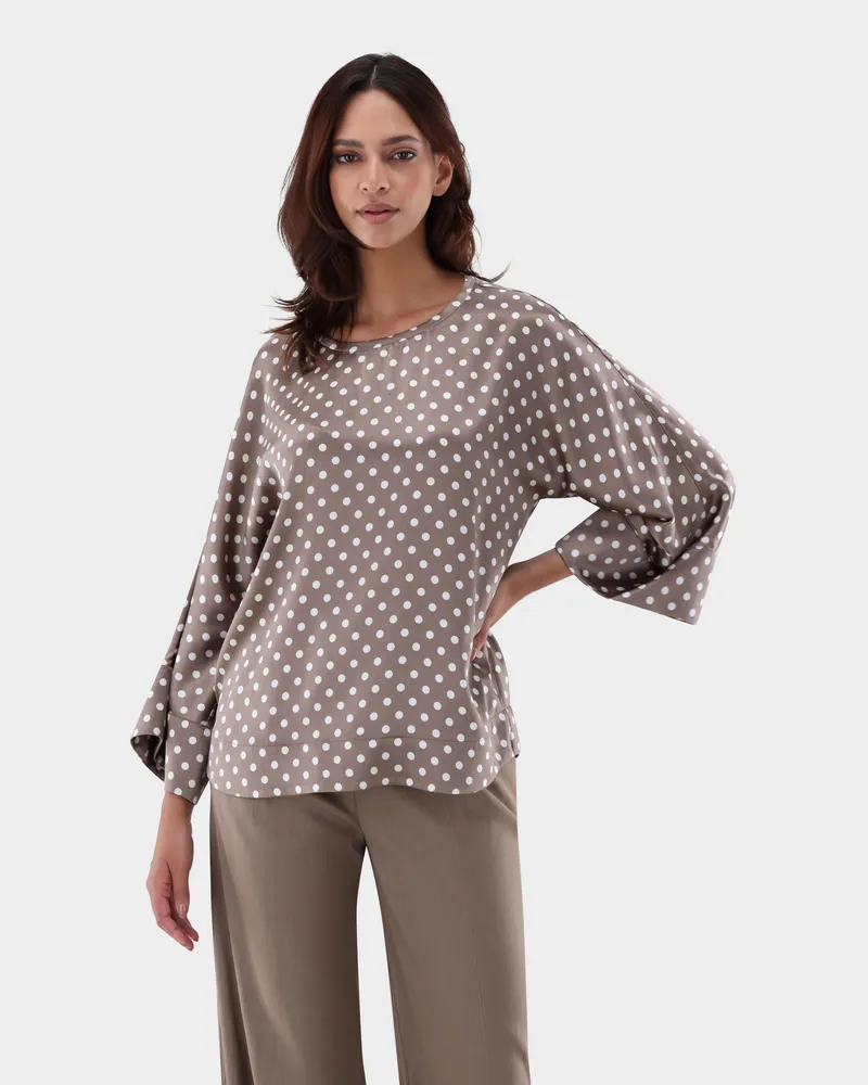 van Laack Schlupfbluse aus Seide mit Punkten Beige