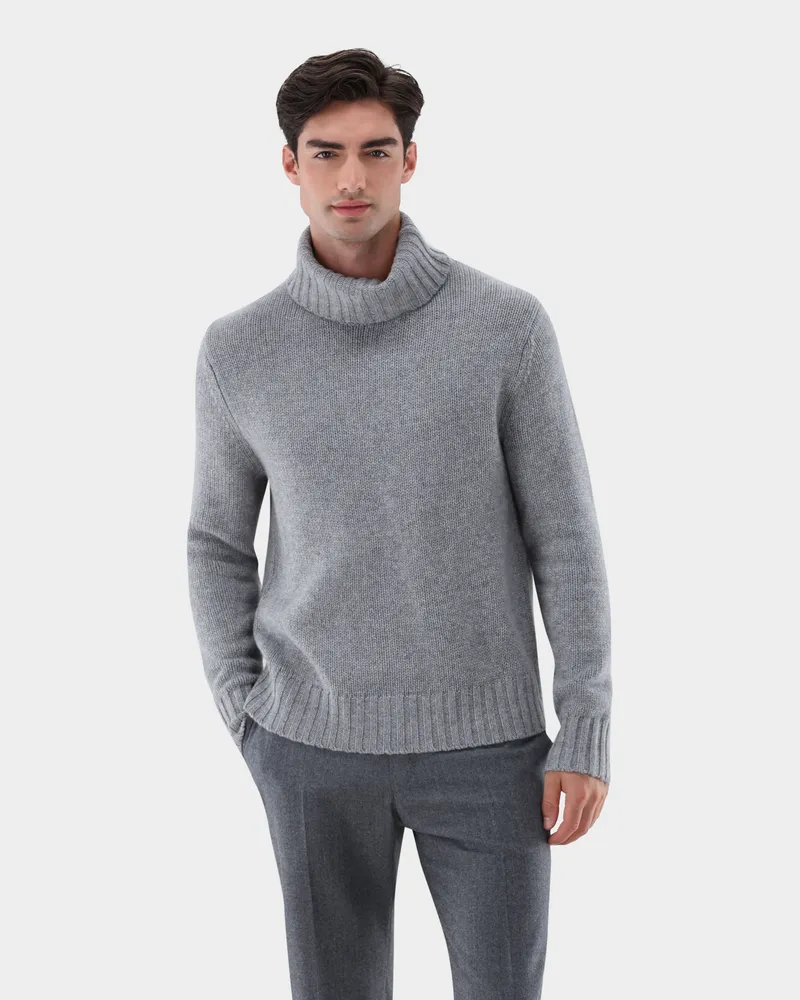 van Laack Rollkragenpullover aus Kaschmir Grau