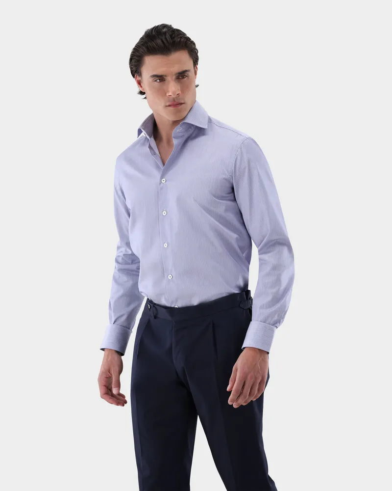 van Laack Hemd bügelfrei gestreift Tailor Fit Blau