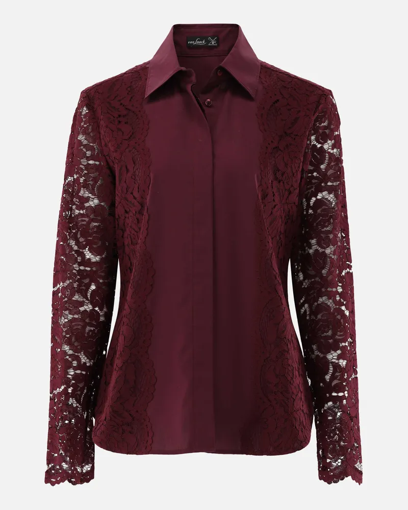van Laack Hemdbluse mit Spitzen Ärmeln Rot