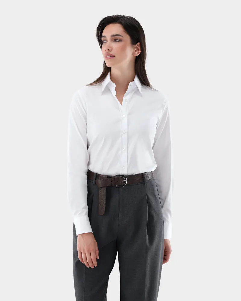 van Laack Hemdbluse mit glänzenden Details Weiß