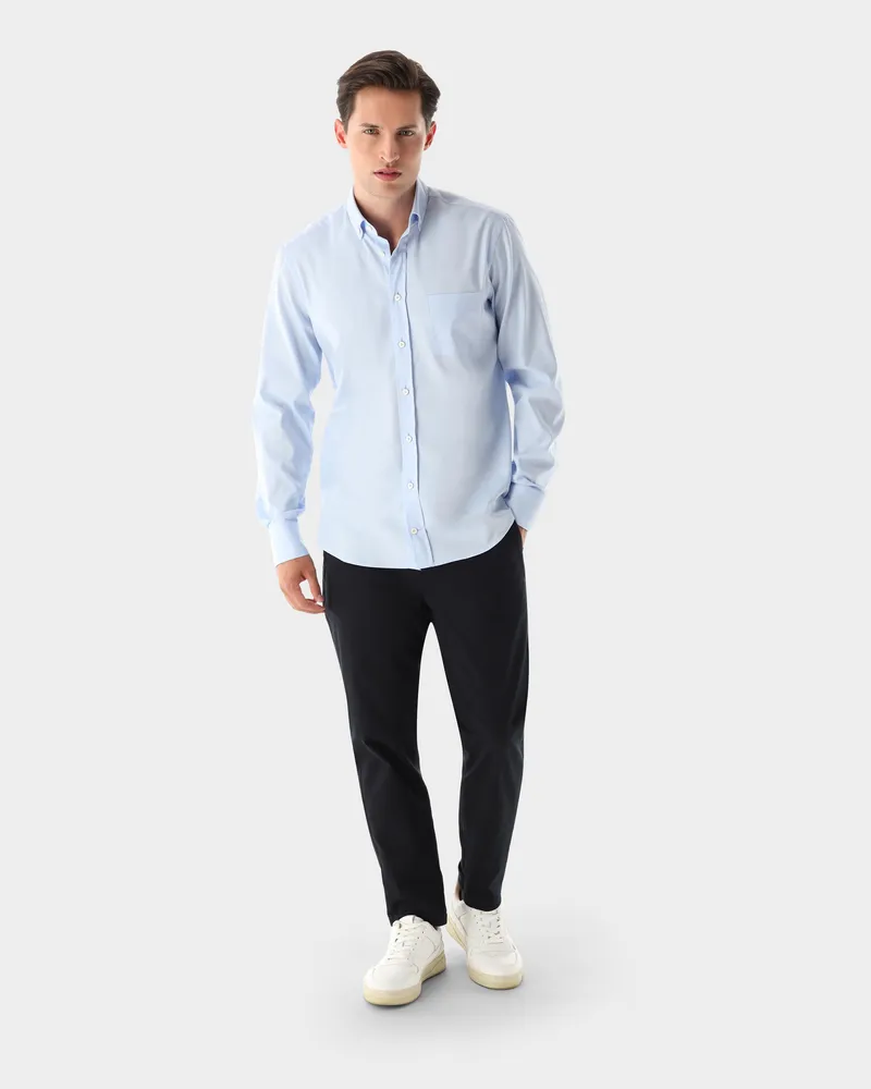 van Laack Hemd mit Strukturmuster Tailor Fit Blau