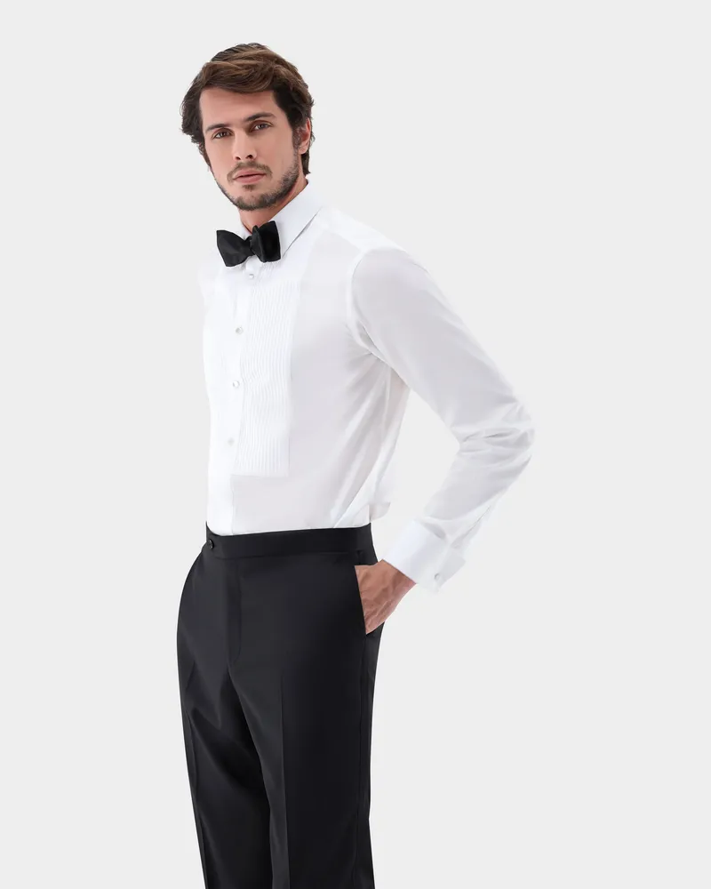 van Laack Smokinghemd mit Plissee-Einsatz Tailor Fit Weiß
