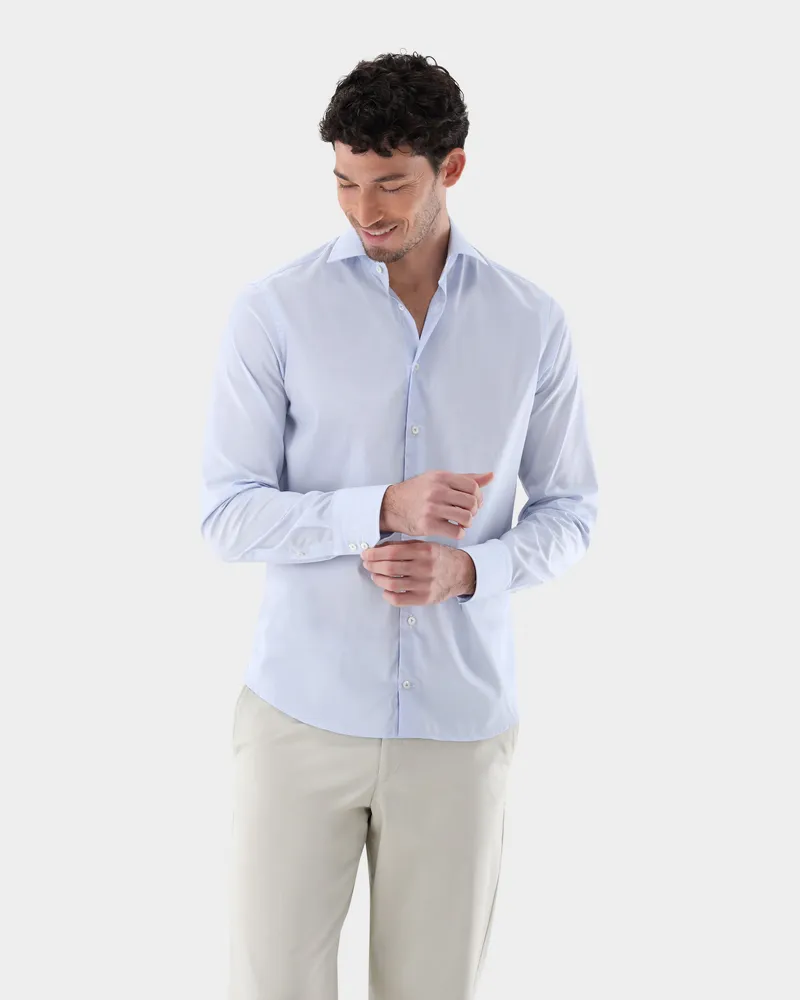 van Laack Bügelfreies Twill Hemd Slim Fit Blau
