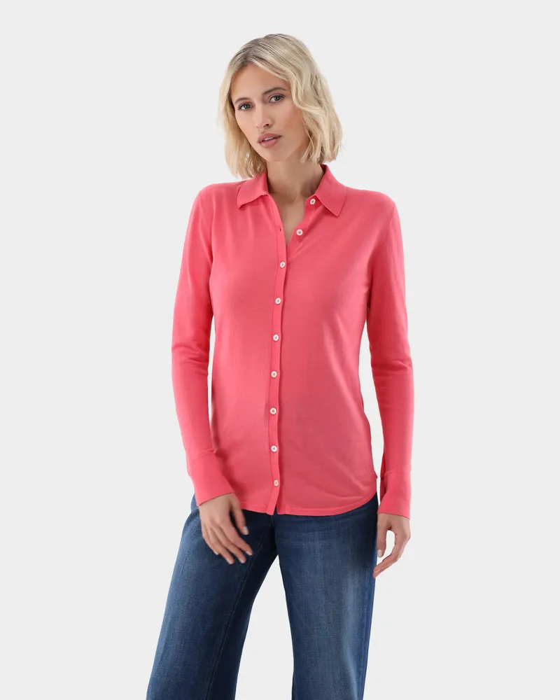 van Laack Strickhemd aus Air Cotton Rot