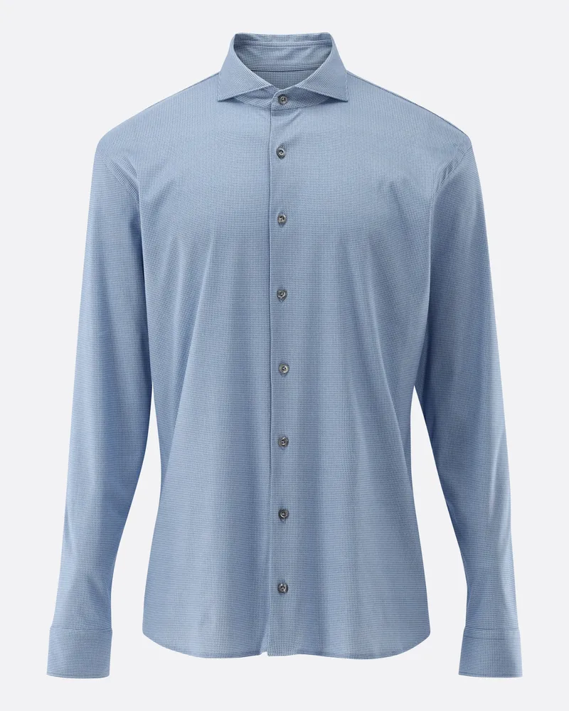 van Laack Bedrucktes Jerseyhemd aus Swiss Cotton Blau