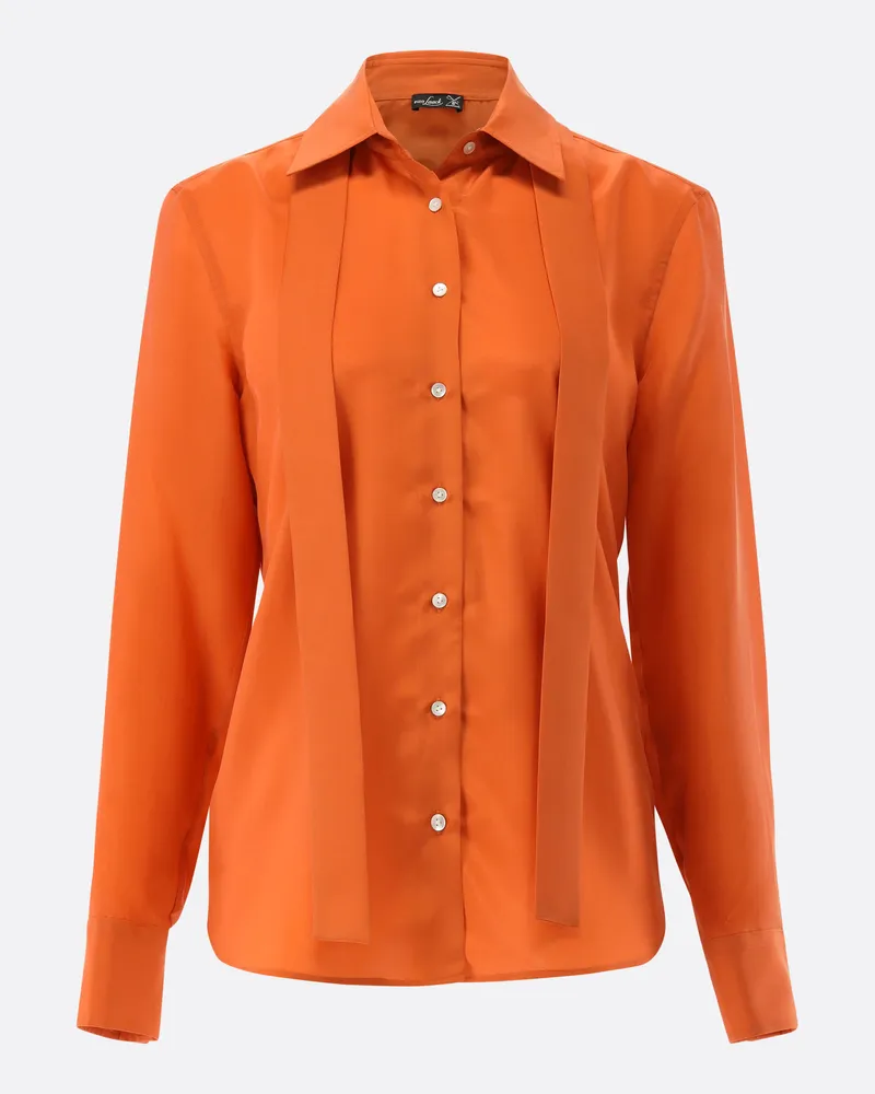 van Laack Taillierte Seidenbluse mit abnehmbarer Schleife Orange