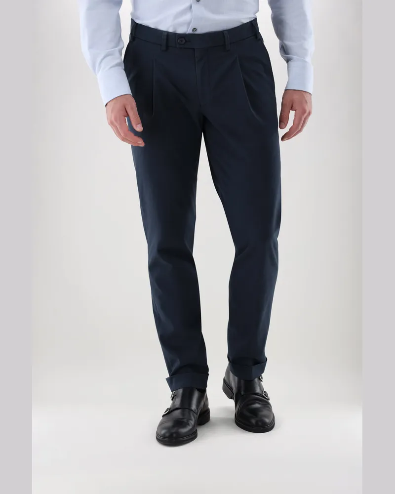 van Laack Chino mit Kaschmir und Bundfalten Blau