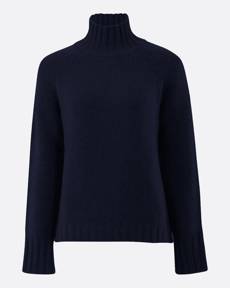 van Laack Stehkragenpullover mit Wolle und Kaschmir Blau