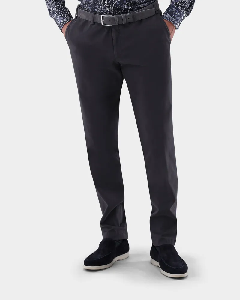 van Laack Chino mit Stretch Slim Fit Grau