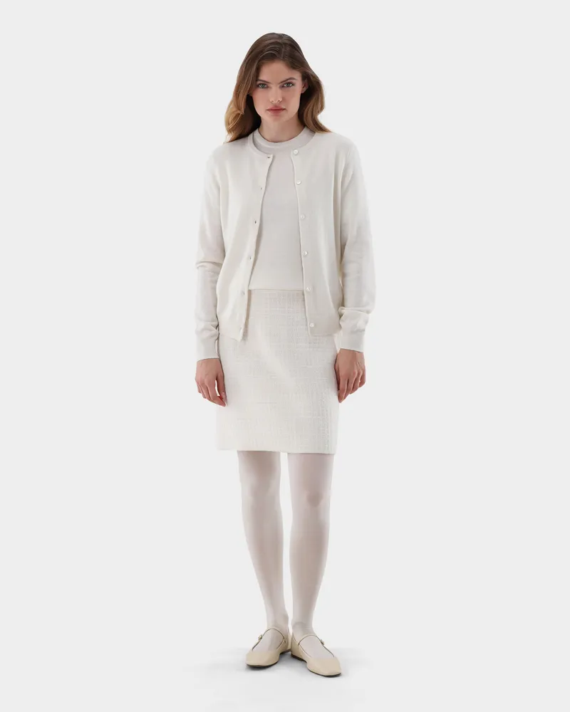 van Laack Strickjacke aus Kaschmir mit Rundhalsausschnitt Cremefarben