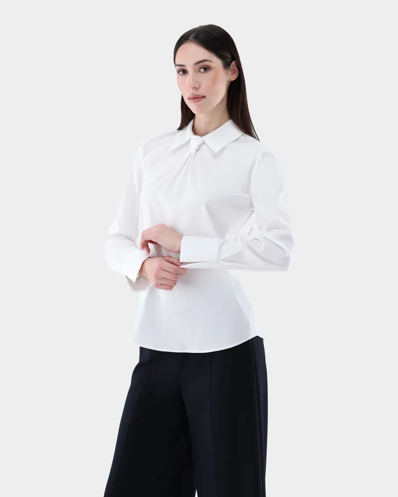 van Laack Schlupfbluse tailliert mit Detail Weiß