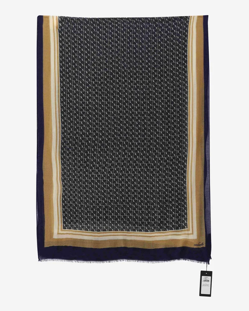 van Laack Tuch aus Wolle mit Druck Blau