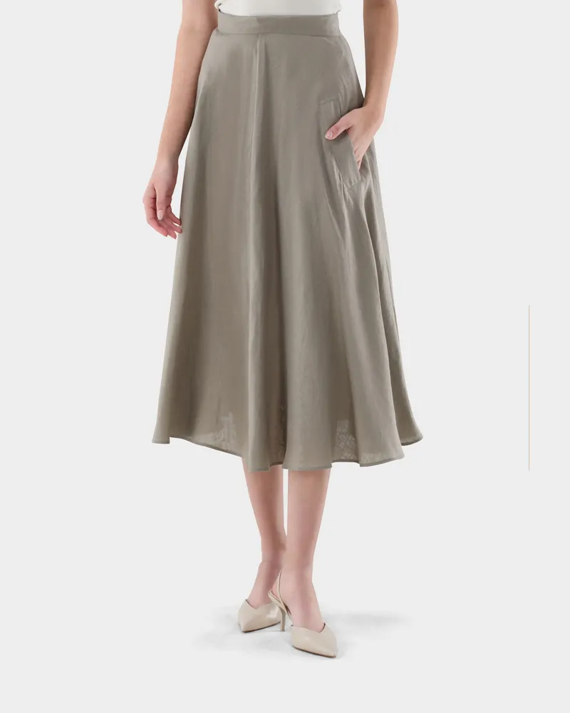 van Laack Midi-Rock aus leinen Grün